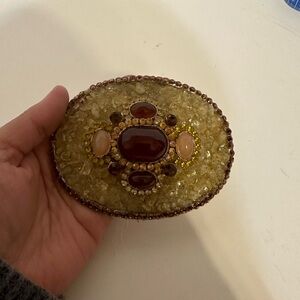Unique Elegant Gold and Brown Beaded Belt Buckle